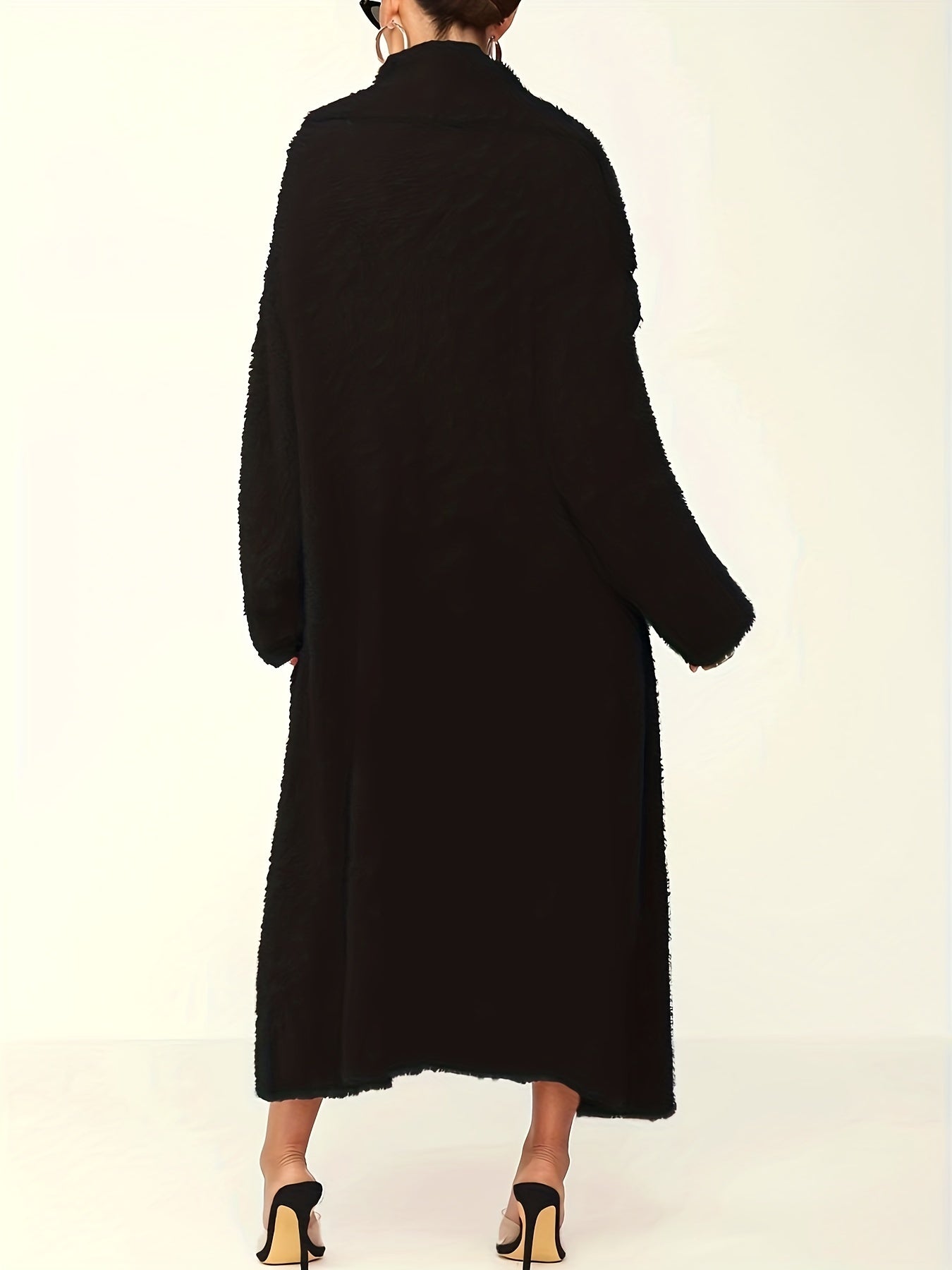  Solid Fuzzy Fleece Dress & Cardigan Set