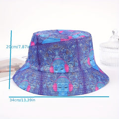Purple Buddha Print Bucket Hat Classic Boho Basin Hat Lightweight Fisherman Cap