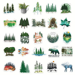 50pcs Green Forest Stickers Healing Waterproof Stickers