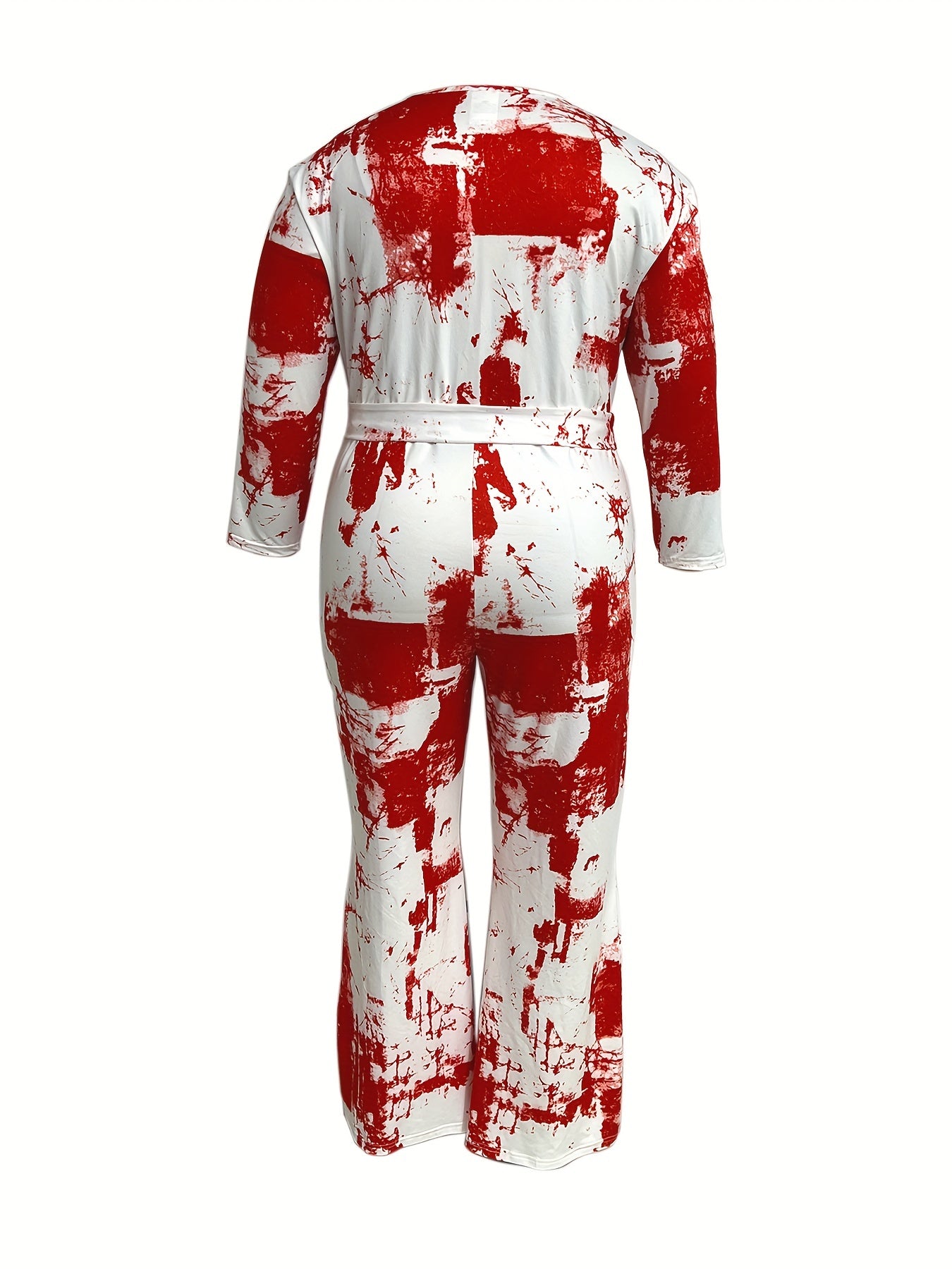  Tie Dye Three Quarter Sleeve Jumpsuit With Belt