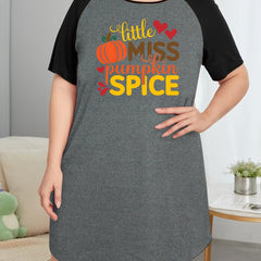  Women's Pumpkin Print Nightdress Raglan Sleeve
