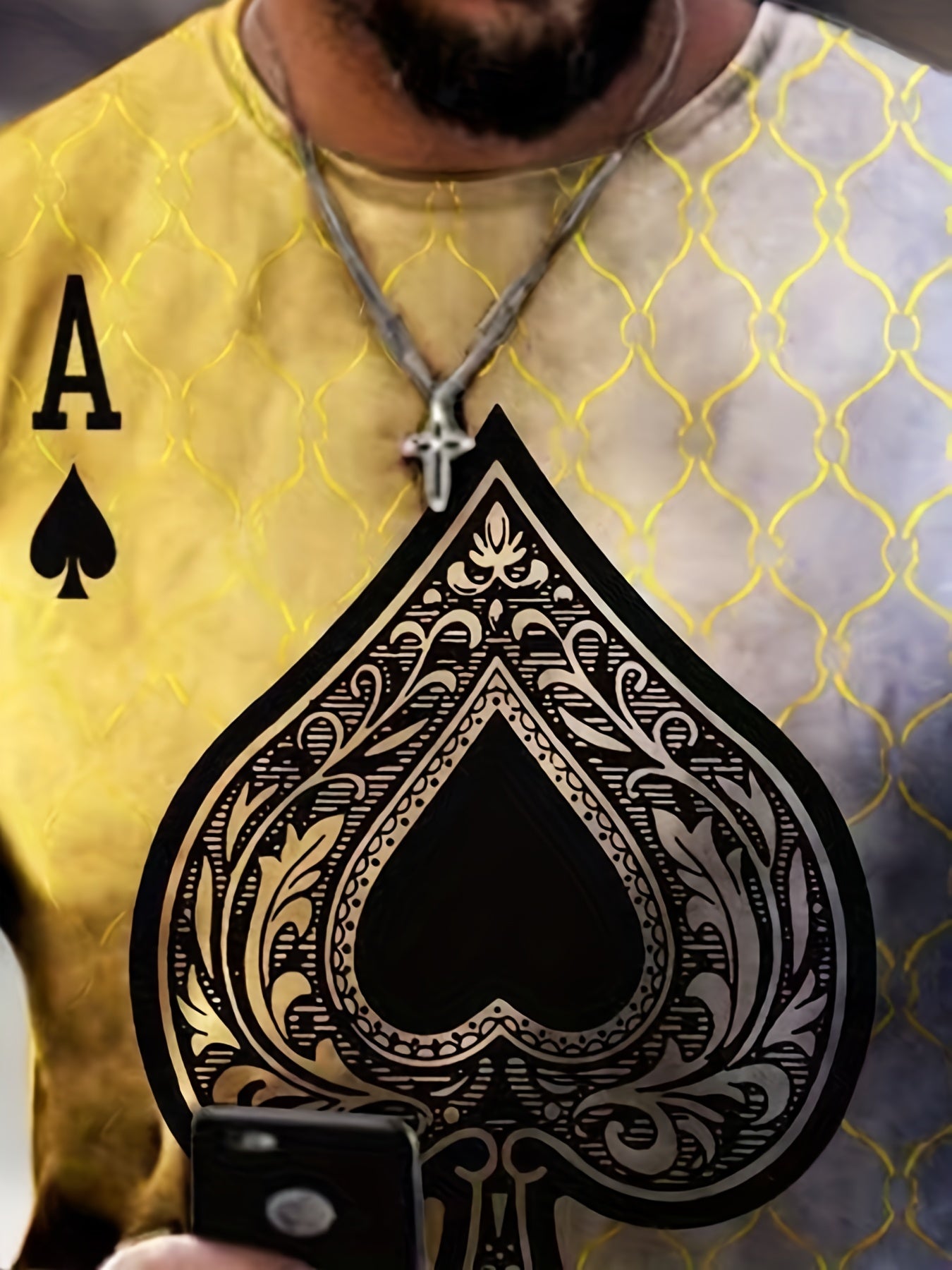 Men's Poker Print Graphic T-shirt Crew Neck Tee