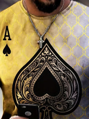Men's Poker Print Graphic T-shirt Crew Neck Tee