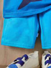 Boys Whale Graphic T-shirt & Shorts Set for Summer