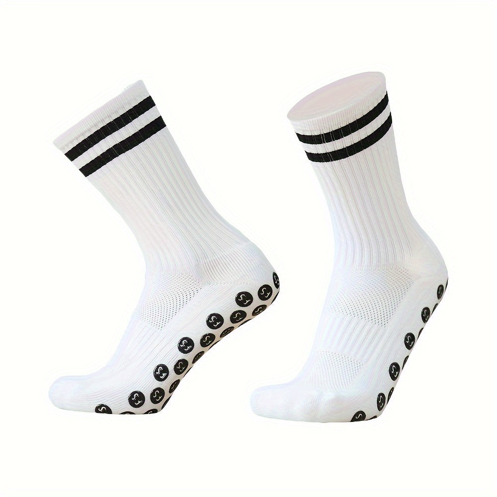 3 Pairs Non Slip Soccer Socks Breathable Sports Crew Socks Grip