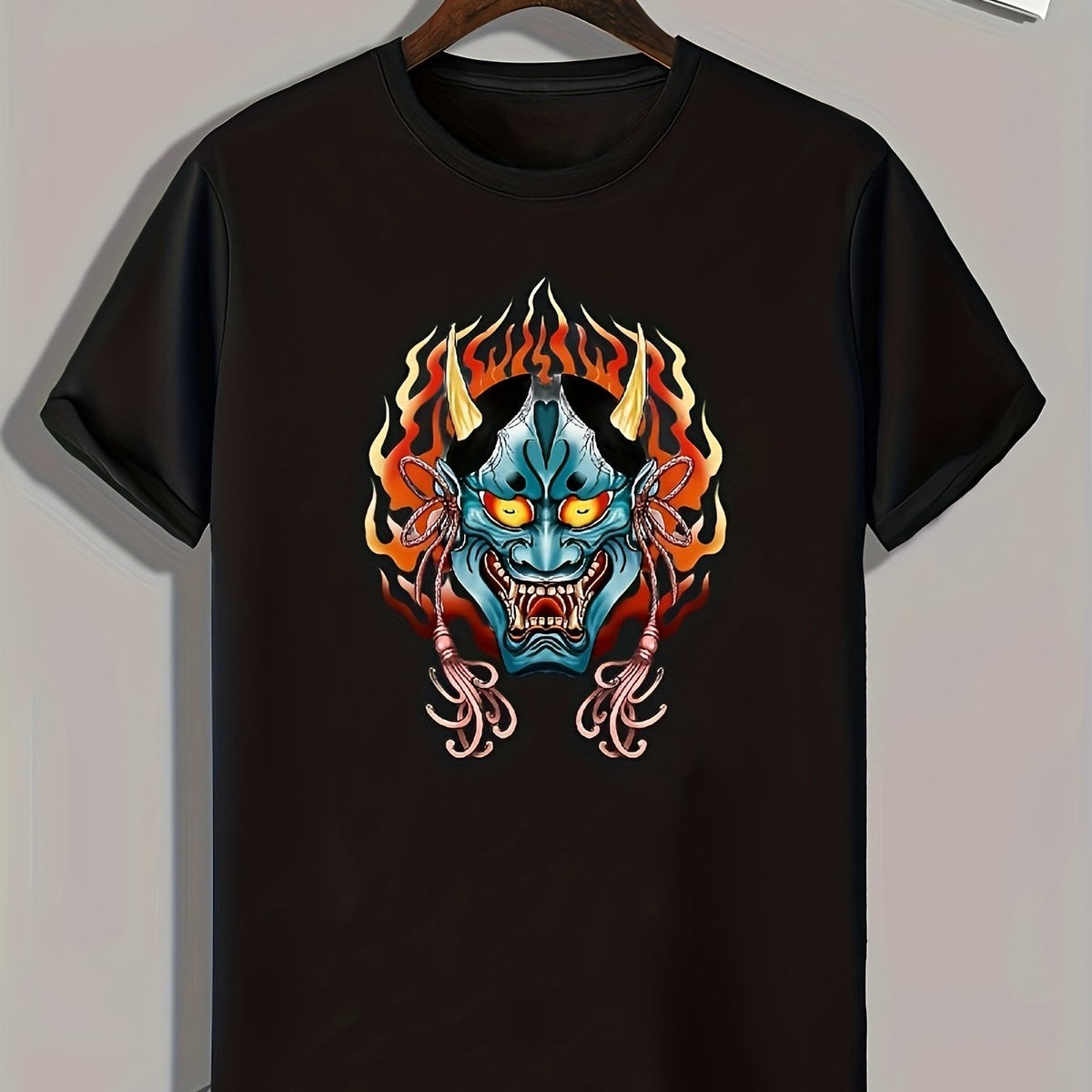 Demon Print Men's Comfy T-shirt for Outdoor Summer