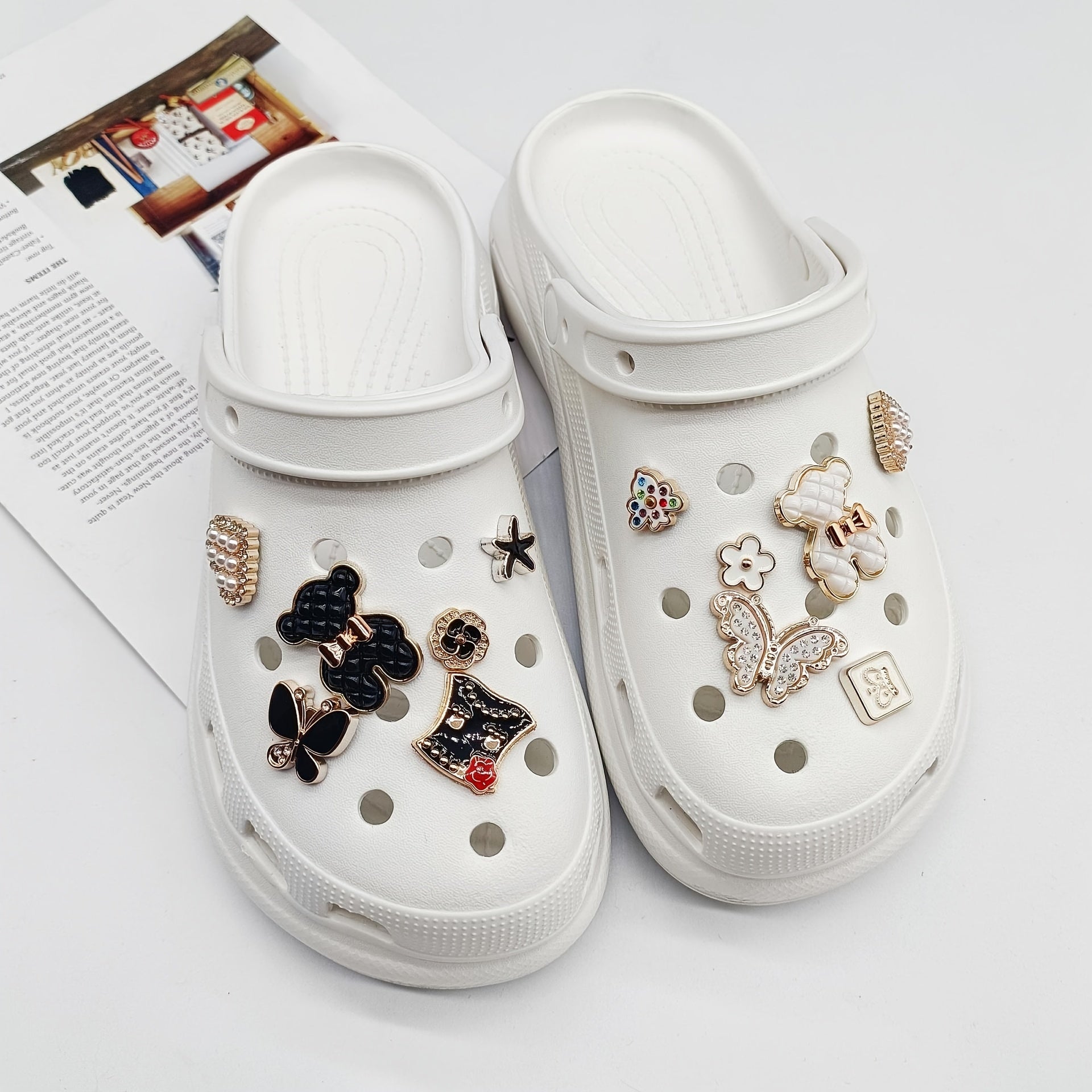 Bling Shoe Decoration Charms With Chains For Clog & Sandal