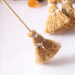 1:12 Scale Broom Realistic Straw Bristles Wood Handle Dollhouse A