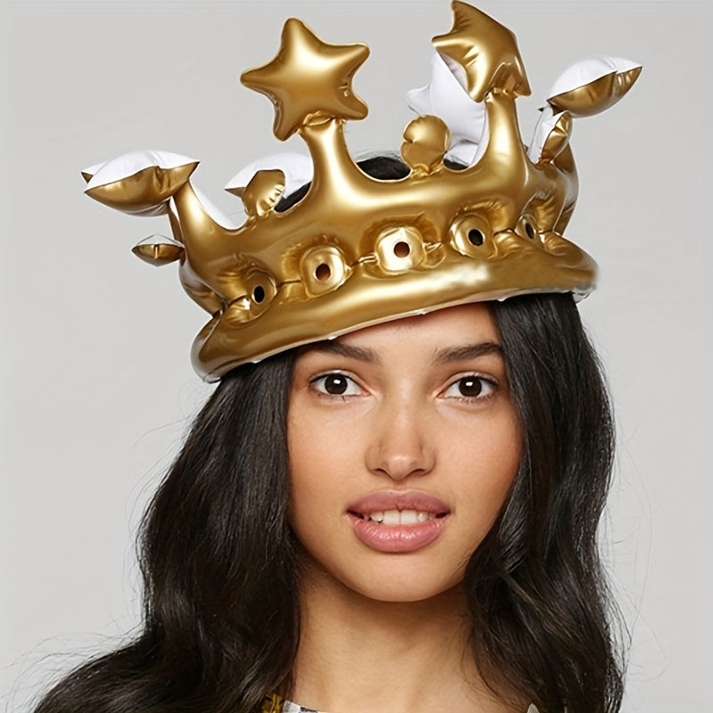 Inflatable Crown Birthday Party Decorations Hat Headwear Queen Headband