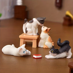 3pcs Resin Cat Statues for Home Garden Decoration & Outdoor Decor