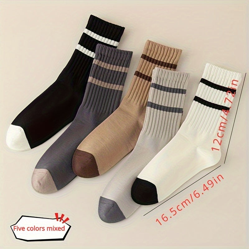 5 Pairs Cotton Deodorant Sweat Wicking Sport Socks for Men
