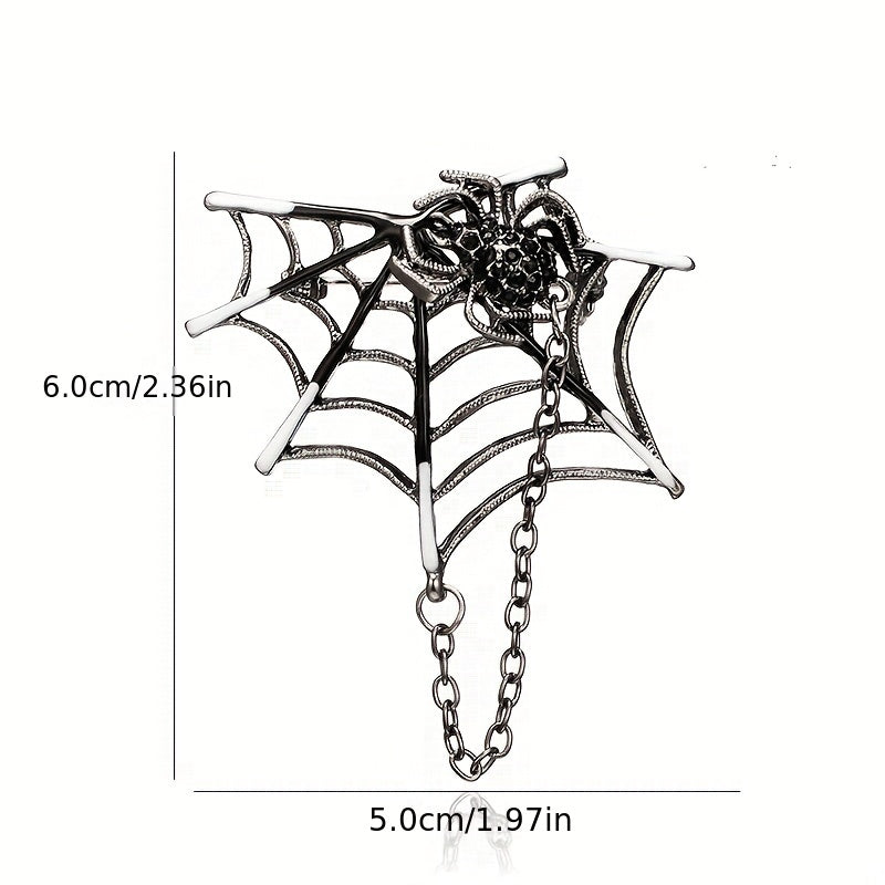 Spider Web Chain Brooch Pin