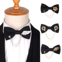 Men's Bowtie Metal Decoration Bow Tie Uniform Collar Adult Suit