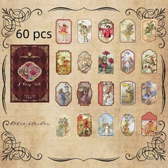 Vintage Literary Accounting Paper Box - 60pcs, 20 Patterns