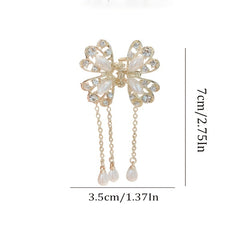 Rhinestone Butterfly Tassel Hair Claw Clip Bow Hairclip