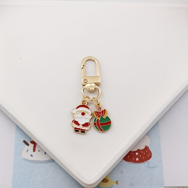 Christmas Elk Santa Keychain Car Pendant Gift Zipper Bag Ornament Key Chain