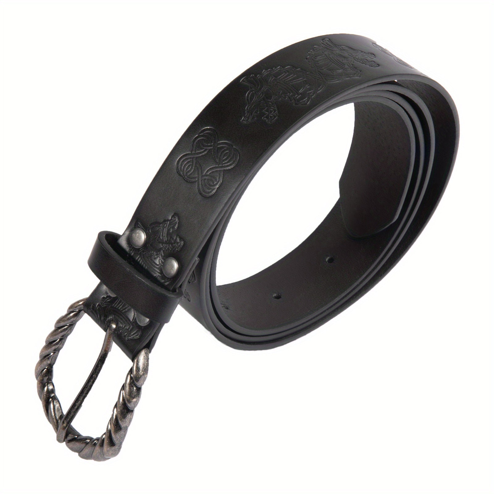 Viking Fenrir Embossed Leather Belt Medieval Retro Knight COSPLAY Stage Props