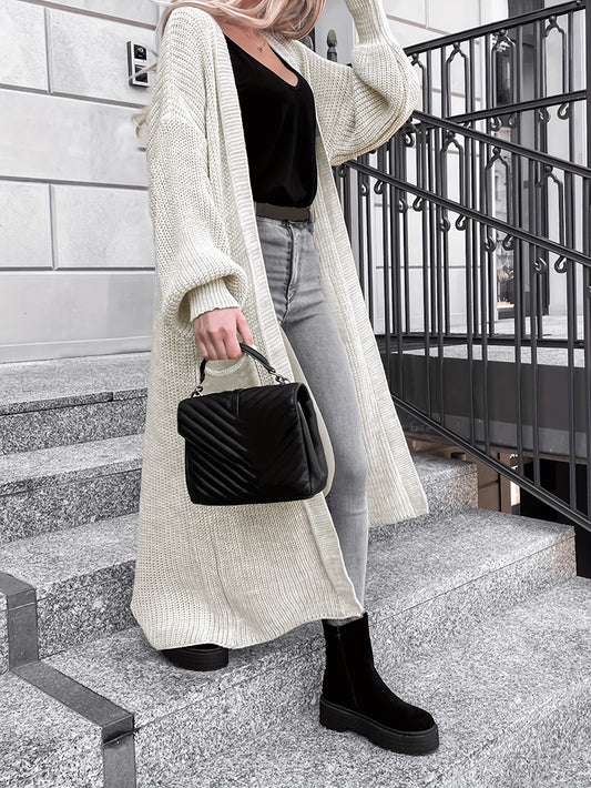  Solid Long Sleeve Stretch Cardigan