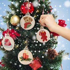 30pcs Wooden Christmas Ornaments Hanging Decorations Round Wooden Discs