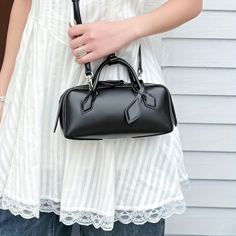 Women's Large Capacity Handbag with Vintage Style Zip Closure