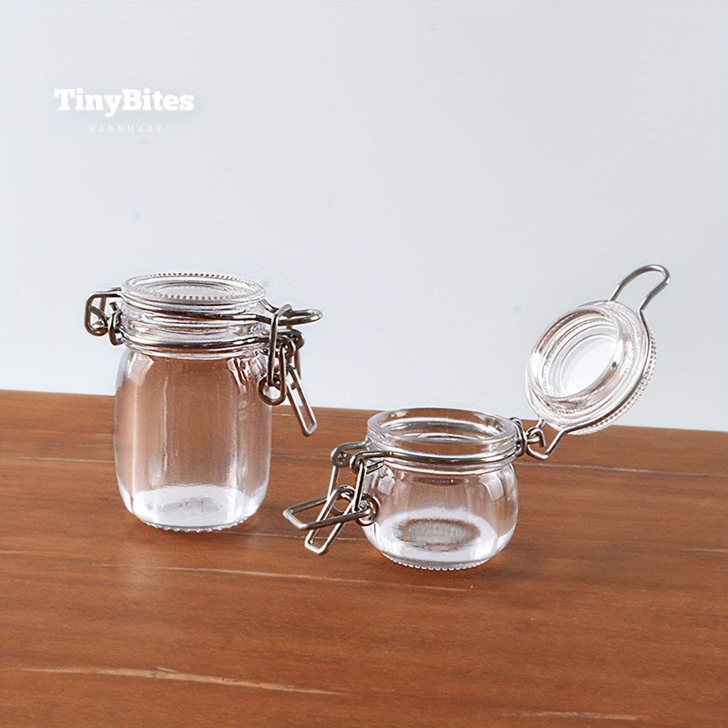 2 Mini Dollhouse Storage Jars Mini Plastic Sealed Containers for Model Storage