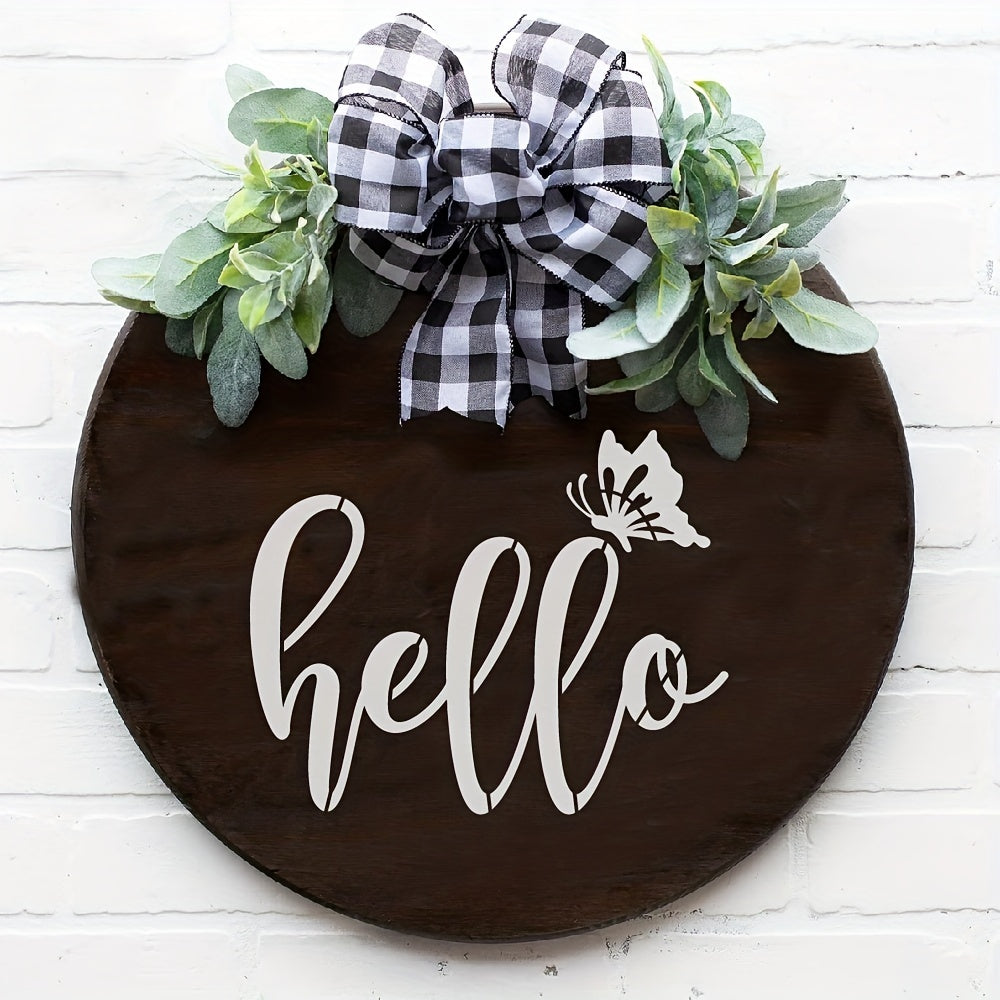 5pcs Welcome Stencils A4 Reusable Hello Sign Stencil Plastic Templates