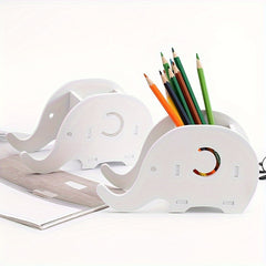 Elephant Shape Pen Holder With Phone Stand Makeup Brush Stationery Storage Rack