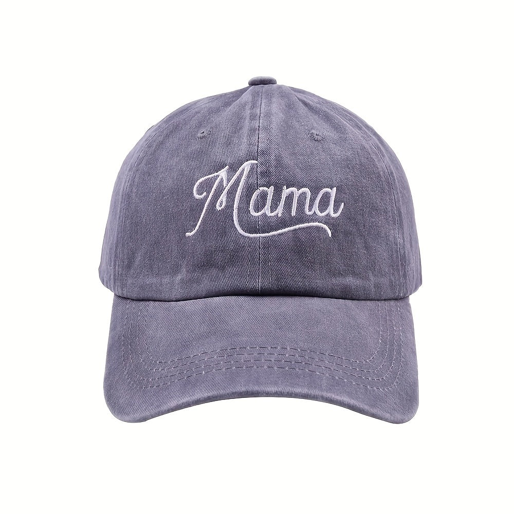 Mama Embroidery Baseball Cap Vintage Washed Dad Hat Adjustable Sunshade Sun Hats