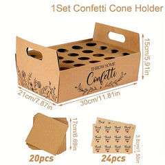 Rustic Wedding Paper Cone Holder Box Confetti Tray