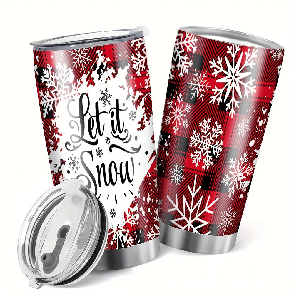 Christmas Printed Stainless Steel Water Cup 590ml Double Layer Vacuum Bottle