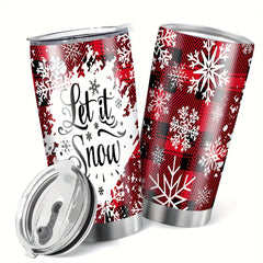 Christmas Printed Stainless Steel Water Cup 590ml Double Layer Vacuum Bottle