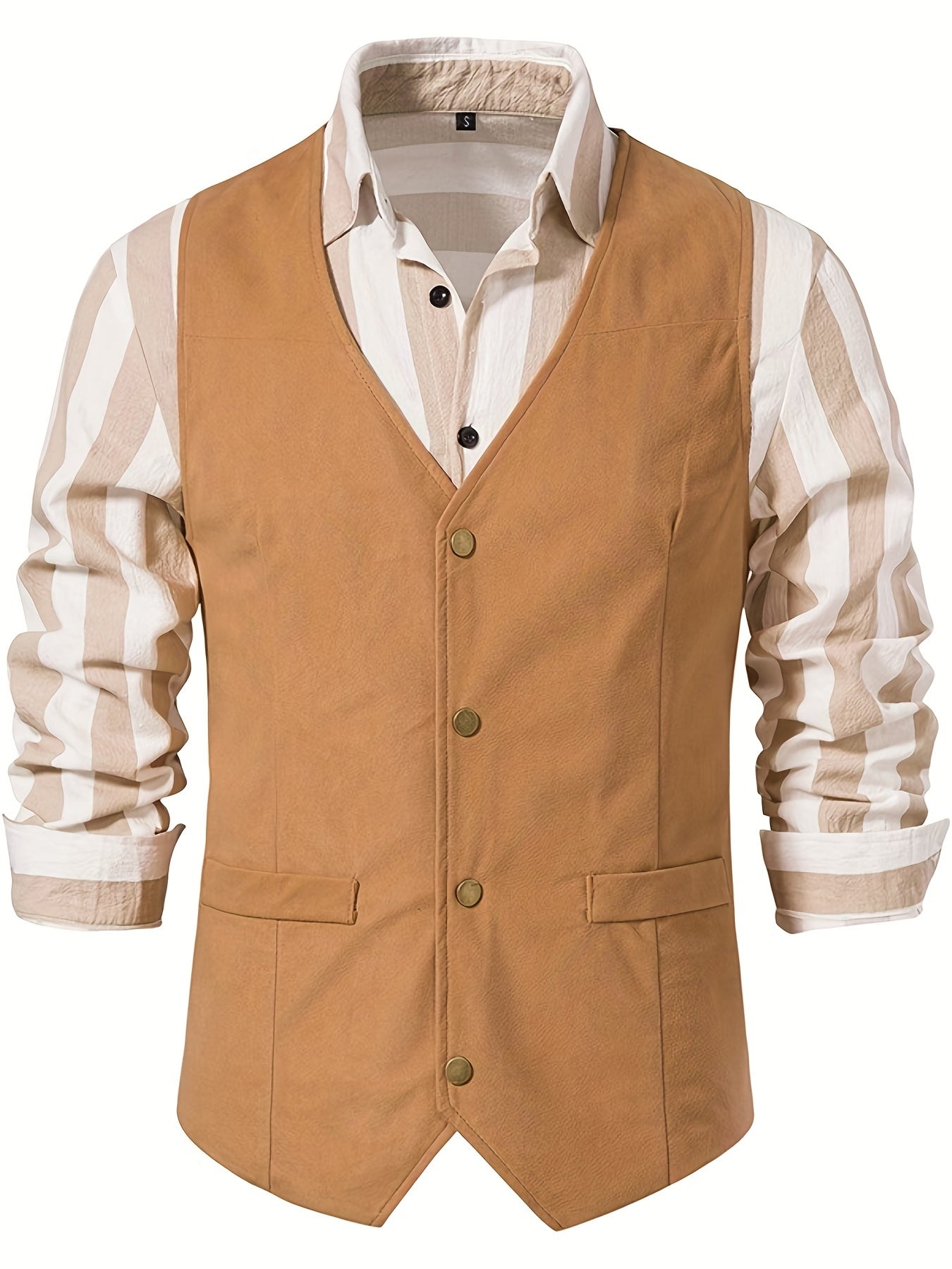 Men's Casual Slim Fit Western Vest Jacket V Neck Sleeveless Waistcoat