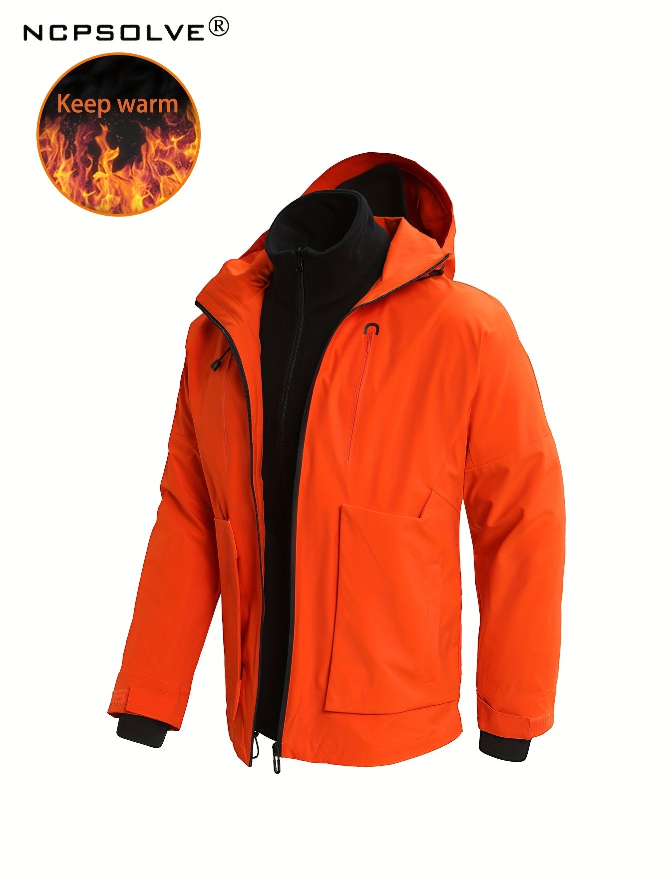 Men's 3 In 1 Zip Hooded Jacket Waterproof Windproof