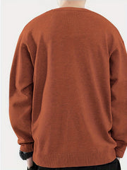 Coconut Palm Print Men's Knitted Sweater Crew Neck Pullover