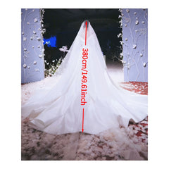 Long Bridal Veil with Satin Edges - Perfect for Weddings
