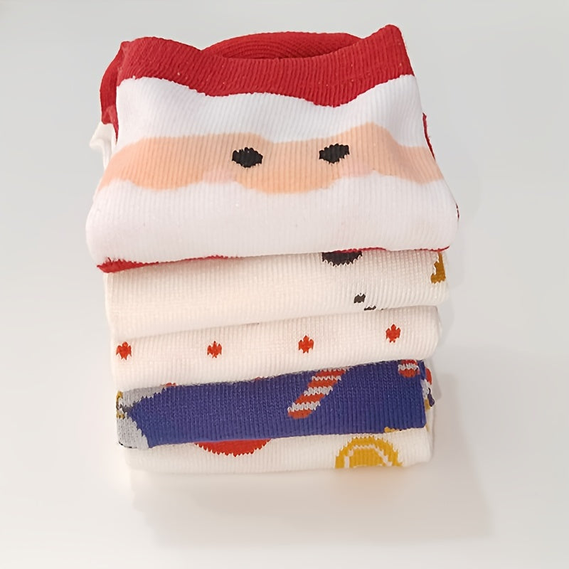 5 Pairs Christmas Print Socks Mid Tube Women's Stockings