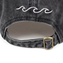 Wave Cotton Cap Women's Baseball Cap Unisex Vintage Embroidered Washed Cap