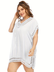  Crochet Cut Out V Neck Cover Up Dress