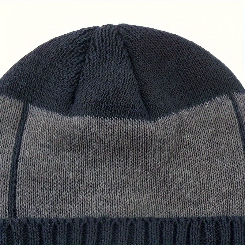 Men's Velvet Beanie Hat Winter Warm Knitted Hat For Outdoor Cycling