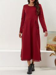  Lace Sleeve Maxi Dress with Pockets