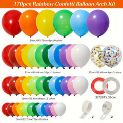 138pcs Colored Balloons Arch Set with Chains and Ribbons