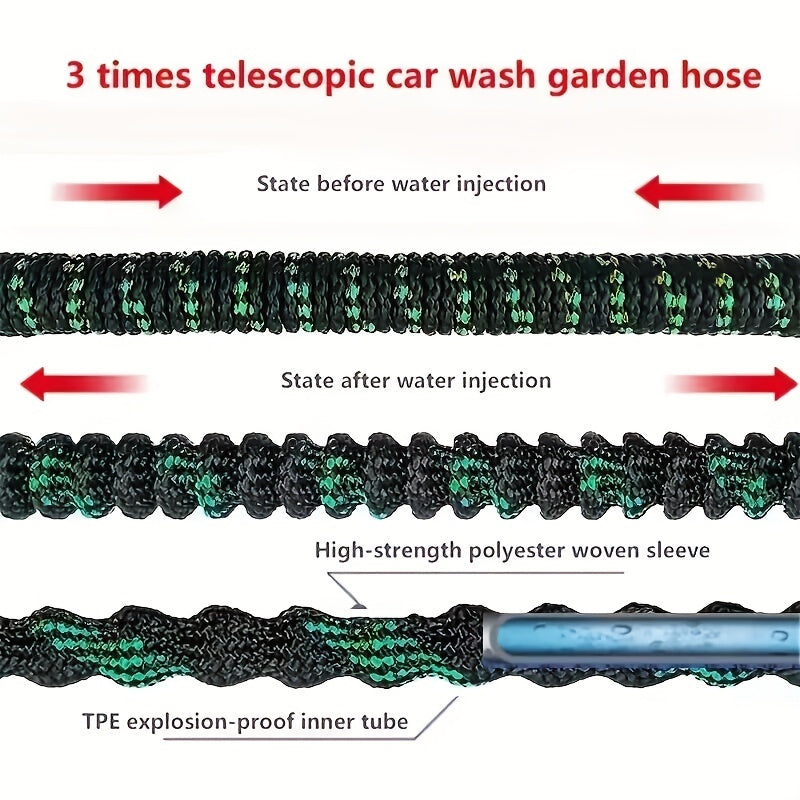 Telescopic Water Gun Hose Garden Cleaning Kit 25FT