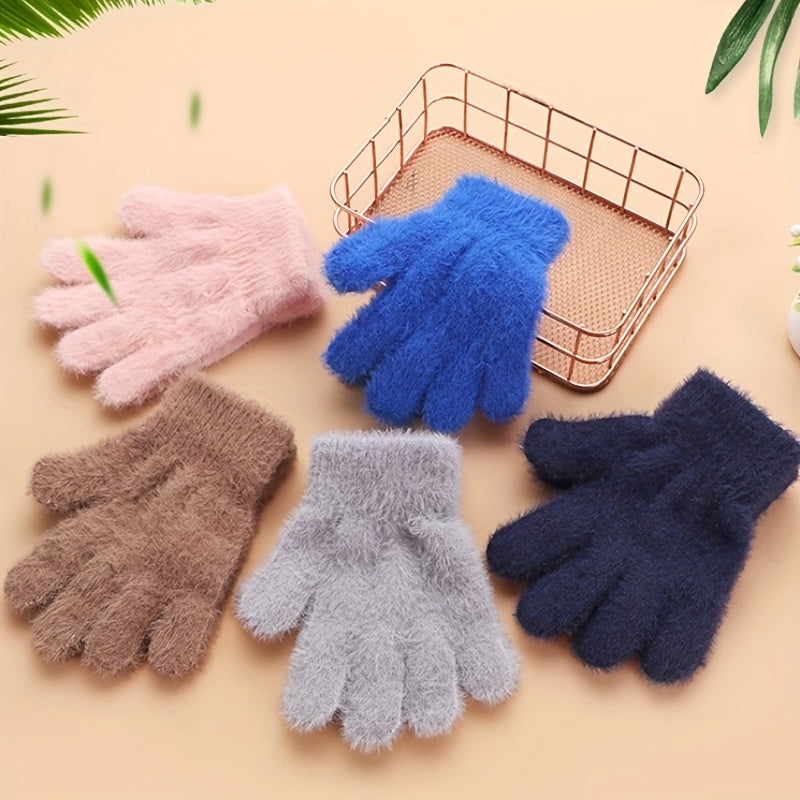 Warm Knitted Children's Gloves for Autumn/Winter