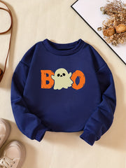 Halloween Party Boo Print Boys Casual Sweatshirt