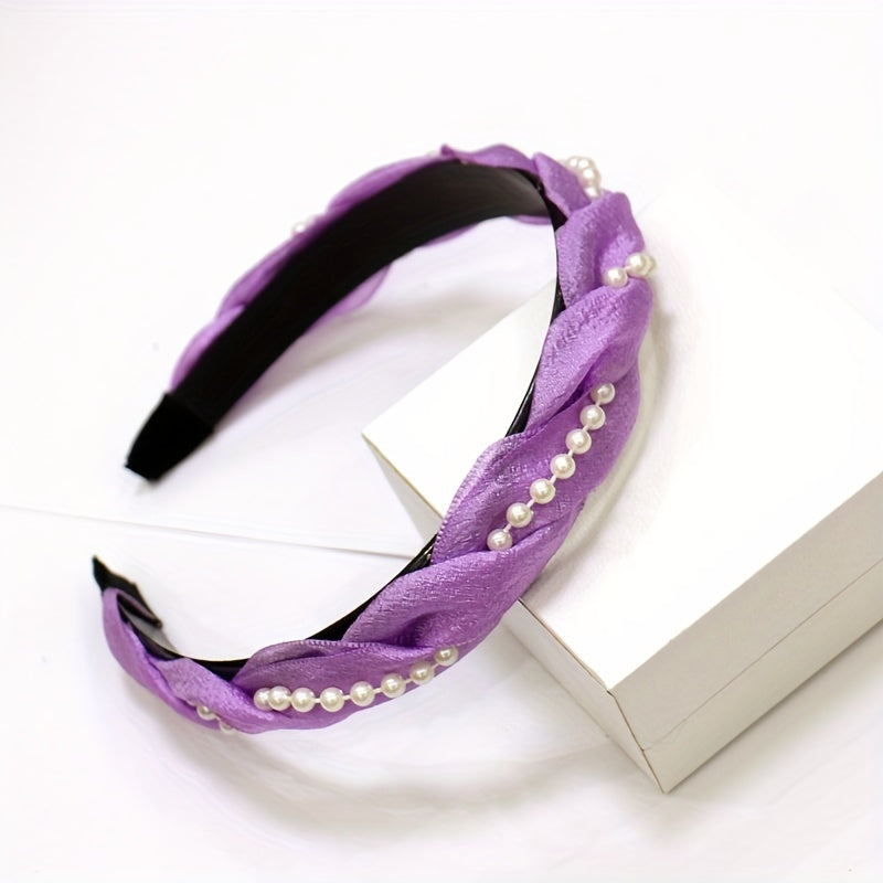 2pcs Purple Hair Band Bow Clip Set Lace Decor Barrette