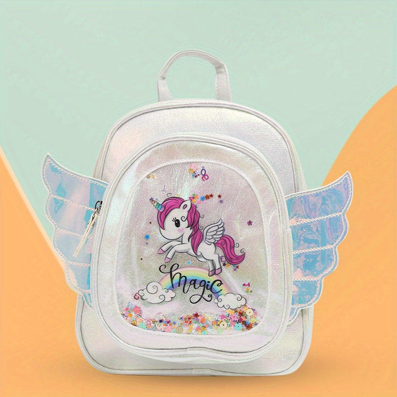 Cartoon Unicorn Wings Backpack Casual Kids Backpack Kindergarten Elementary Unic