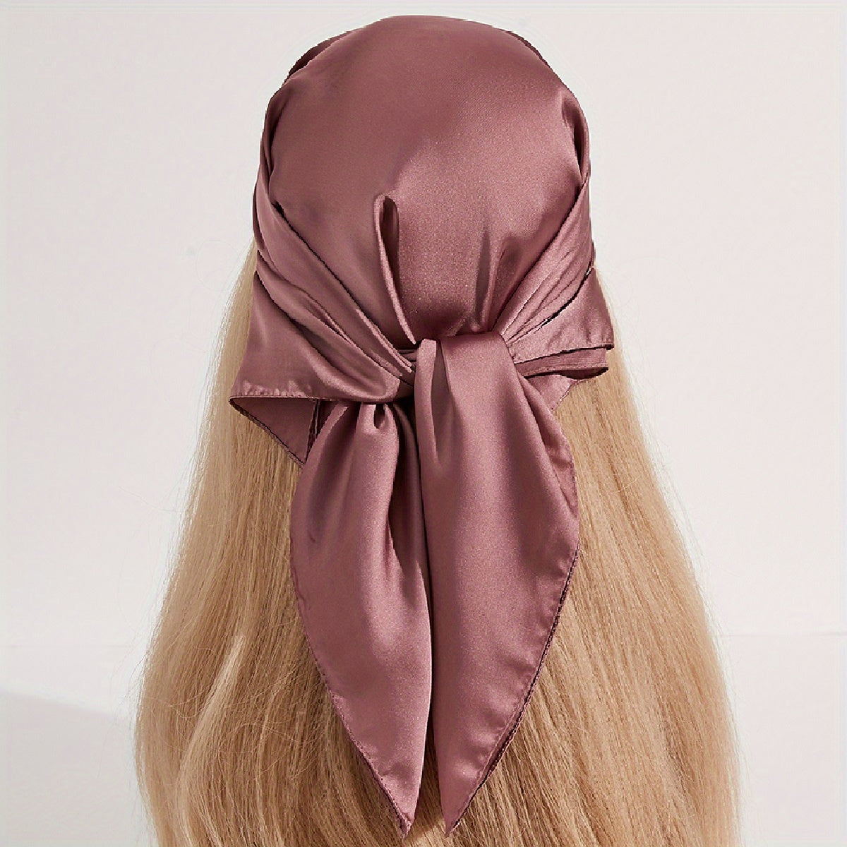 Solid Silky Bandana Satin Square Scarf Plain Headscarf Lightweight