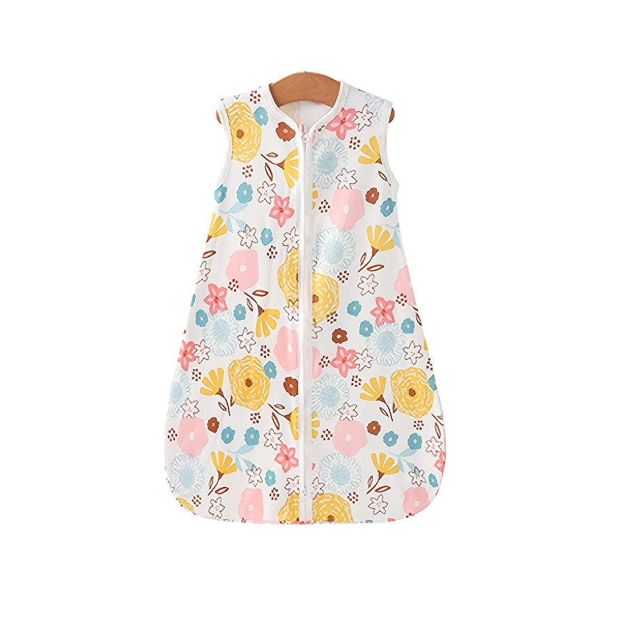 Kids Wrap Towel Soft Knitted Fabric Floral Animal Prints Double Zipper Loose Fit