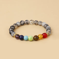 7 Chakra Stone Bead Bracelet Tiger Eye Yoga Balance Men Buddha Jewelry