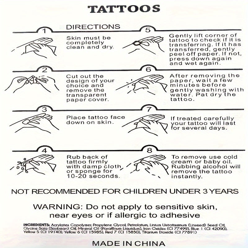 Butterfly & Flower Pattern Temporary Tattoo Waterproof Long Lasting Tattoo